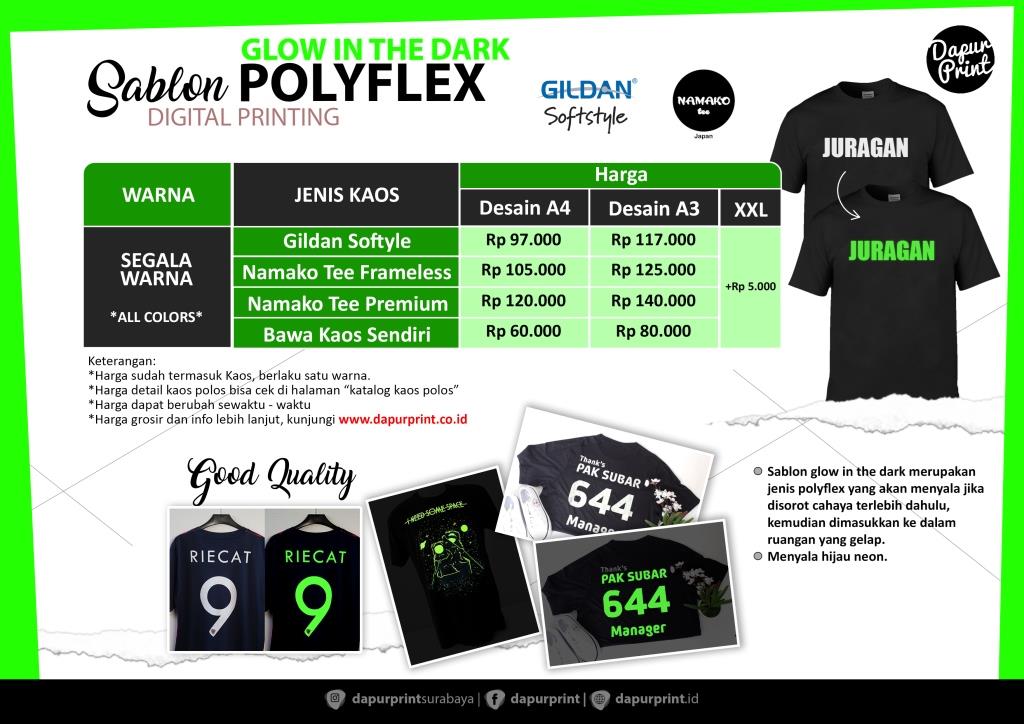  Harga polyflex Glow in the dark  Dapur Print